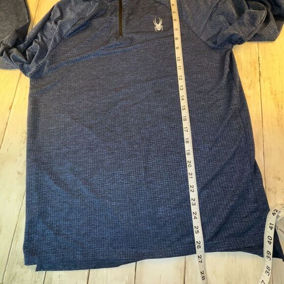 Spyder Active Shirt Men's Medium Blue 1/4 Zip Long Sleeve Pullover Mock Neck - Picture 6 of 7